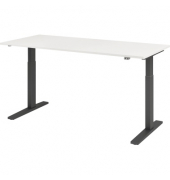 Sitz-Steh-Schreibtisch, elektrisch höhenverstellbar, 70-120cm (H), 180x80cm (BxT), rechteckig, weiß / graphit