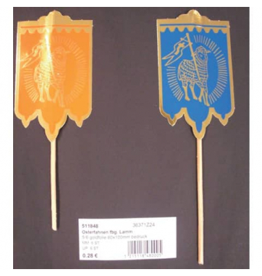 Osterfahnen fbg. Lamm goldfolie 60x100mm bedruckt