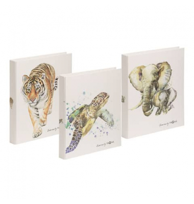 Ringbuch Save me No. 2 Tiger, Schildkröte und Elefant 20777-25, A4 2 Ringe 24mm Ring-Ø Graukarton bunt