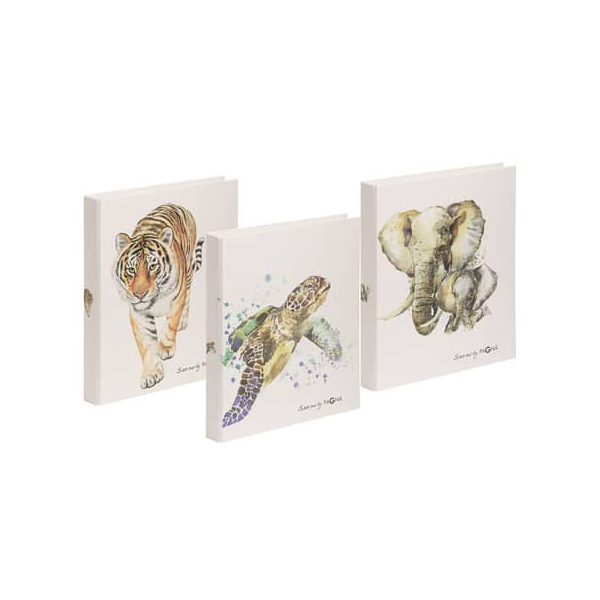 9 Stück Pagna Ringbuch Save me No. 2 Tiger, Schildkröte und Elefant 20777-25, A4 2 Ringe 24mm Ring-Ø Graukarton bunt 4009212051936 Pagna