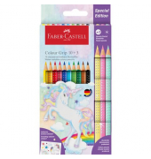 Buntstifte-Set Colour Grip Einhorn, 201542, farbig sortiert, dreikant, ergonomisch, Packung