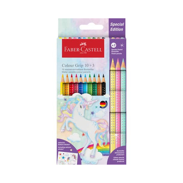 4005402015429 - FABER-CASTELL Buntstifte Colour GRIP Einhorn - 10+3 Farben Kartonetui