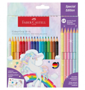Buntstifte-Set Colour Grip Einhorn, 201543, farbig sortiert, dreikant, ergonomisch, Packung