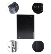 Pultordner oeco 3425, 1-12 / Jan-Dez, schwarz, A4, 12 F&auml;cher