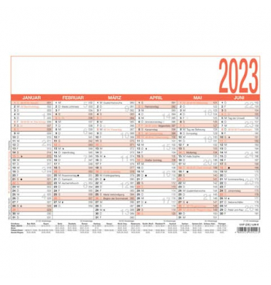 Plakatkalender 907-0000 6Monate/1Seite A4-quer 2022