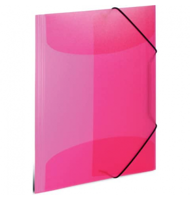Gummizugmappe 19517, A3 pink PP, mit 3 Einschlagklappen