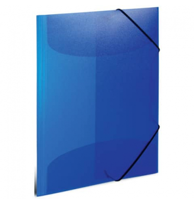 Gummizugmappe Transluzent - Designserie 19519, A3 dunkelblau Polypropylen (PP), f&uuml;r ca. 50 Blatt  (80 g/m&sup2;), mit 3 Einschlagklap