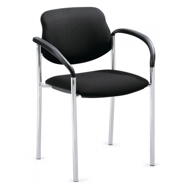 4251635607560 - Besucherstuhl FLORA I schwarz   chrom mit Armlehnen 4-Fuß-Gestell 4251635607560 Deskin