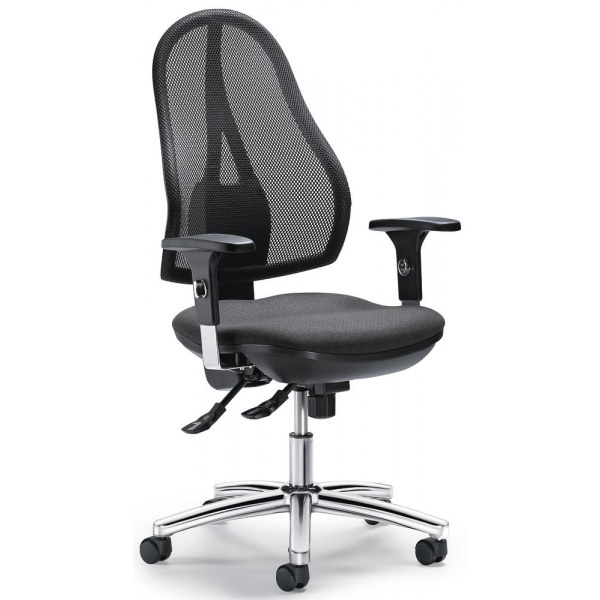 4251635600127 - Bürodrehstuhl COMFORT NET DELUXE schwarz anthrazit   chrom mit Armlehnen bis 110kg ohne Kopfstütze 4251635600127 Deskin