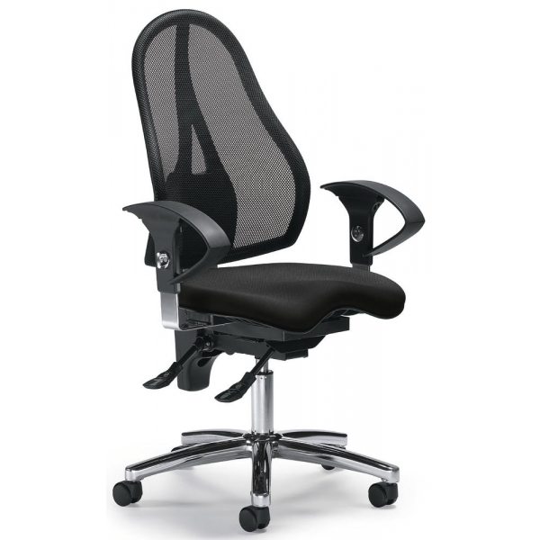 4251635600158 - Bürodrehstuhl SITNESS 40 NET schwarz schwarz chrom mit Armlehnen bis 110kg ohne Kopfstütze 4251635600158 Deskin 4251635600158 - Bürodrehstuhl SITNESS 40 NET schwarz schwarz chrom mit Armlehnen bis 110kg ohne Kopfstütze 4251635600158 Deskin