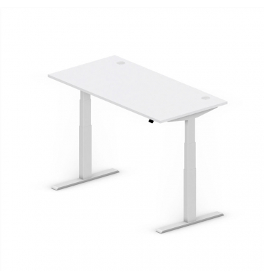 Sitz-Steh-Schreibtisch Comfort Multi M Pro, elektrisch höhenverstellbar, 64-130cm (H), 160x80cm (BxT), rechteckig, lichtgrau / s