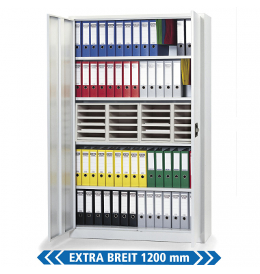Stahlschrank BASE L 130355, abschlie&szlig;bar, 5 OH, lichtgrau, 120x195x42cm (BxHxT)