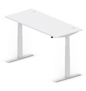 Sitz-Steh-Schreibtisch Comfort MULTI M pro, elektrisch h&ouml;henverstellbar, 64-130cm (H), 180x80cm (BxT), rechteckig, lichtgrau / s