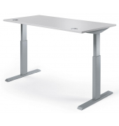 Sitz-Steh-Schreibtisch Basic MULTI M pro, elektrisch h&ouml;henverstellbar, 71,5-120,5cm (H), 160x80cm (BxT), rechteckig, lichtgrau /