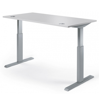 Sitz-Steh-Schreibtisch BASIC MULTI M pro, elektrisch höhenverstellbar, 71,5-120,5cm (H), 160x80cm (BxT), rechteckig, lichtgrau Sitz-Steh-Schreibtisch BASIC MULTI M pro, elektrisch höhenverstellbar, 71,5-120,5cm (H), 160x80cm (BxT), rechteckig, lichtgrau