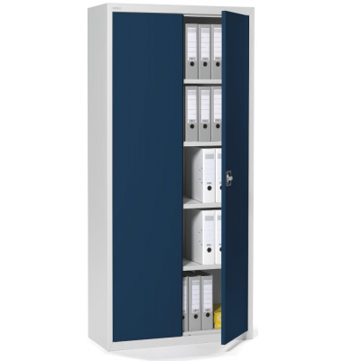 Stahlschrank 269522, abschlie&szlig;bar, 5 OH, lichtgrau/stahlblau, 92x195x42cm (BxHxT)