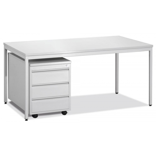 4251635600493 - Schreibtisch-Büromöbel-Set 238296 72cm (H) 1600mmx800mm (BxT) rechteckig lichtgrau   Lichtgrau RAL 7035 4251635600493 DESKIN