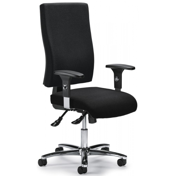 4251635600509 - Bürodrehstuhl COMFORT R BIG DELUXE schwarz   chrom mit Armlehnen bis 110kg ohne Kopfstütze 4251635600509 Deskin