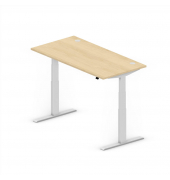 Sitz-Steh-Schreibtisch Comfort Multi M Pro, elektrisch höhenverstellbar, 64-130cm (H), 160x80cm (BxT), rechteckig, buche / silbe