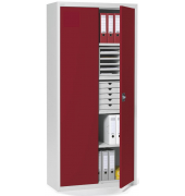Stahlschrank 269523, abschlie&szlig;bar, 5 OH, lichtgrau/rubinrot, 92x195x42cm (BxHxT)