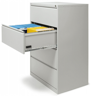 H&auml;ngeregistraturschrank 208033 Base L, lichtgrau, 4 Schubladen, 2-bahnig