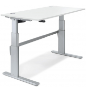 Sitz-Steh-Schreibtisch Comfort MULTI M, elektrisch höhenverstellbar, 65,5-103,5cm (H), 180x80cm (BxT), rechteckig, weiß / silber