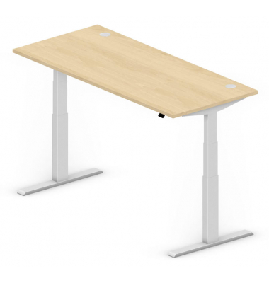 Sitz-Steh-Schreibtisch Comfort MULTI M pro, elektrisch h&ouml;henverstellbar, 64-130cm (H), 180x80cm (BxT), rechteckig, buche / silbe