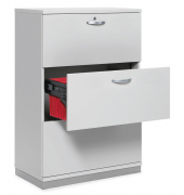 H&auml;ngeregistraturschrank 268338 MULTI M pro, lichtgrau, 3 Schubladen, 2-bahnig