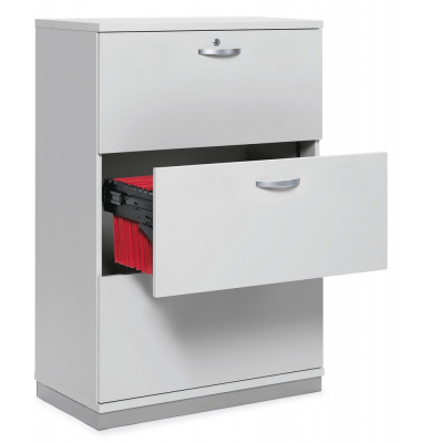 H&auml;ngeregistraturschrank 268338 MULTI M pro, lichtgrau, 3 Schubladen, 2-bahnig