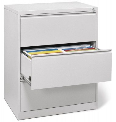 H&auml;ngeregistraturschrank 236665 Base L, lichtgrau, 3 Schubladen, 2-bahnig
