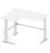 Sitz-Steh-Schreibtisch Comfort Multi M, elektrisch höhenverstellbar, 65,5-130,5cm (H), 180x140cm (BxT), L-Form, lichtgrau / silb