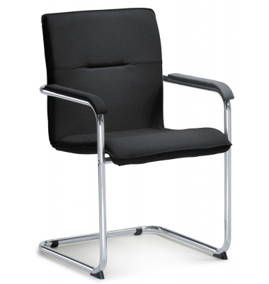 Besucherschwinger DESKIN1, schwarz / chrom, mit Armlehnen, Freischwinger