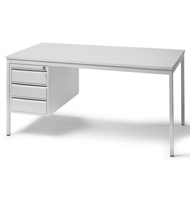 Schreibtischkombination BASE L, 72cm (H), 160x80cm (BxT), rechteckig, lichtgrau / lichtgrau