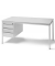 Schreibtischkombination BASE L 256443, 72cm (H), 160x80cm (BxT), rechteckig, lichtgrau / lichtgrau