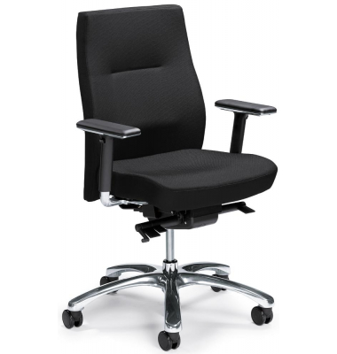 Bürodrehstuhl PARLANDO, schwarz / silber, mit Armlehnen, bis 150kg, ohne Kopfstütze