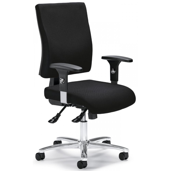 4251635601605 - Bürodrehstuhl COMFORT R DELUXE schwarz   chrom mit Armlehnen bis 110kg ohne Kopfstütze 4251635601605 Deskin