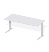 Schreibtisch Comfort M Multi M, manuell höhenverstellbar, 64-84cm (H), 180x80cm (BxT), rechteckig, lichtgrau / silber