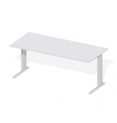 Schreibtisch Comfort M Multi M, manuell höhenverstellbar, 64-84cm (H), 180x80cm (BxT), rechteckig, lichtgrau / silber