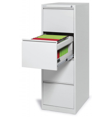 H&auml;ngeregistraturschrank 131082 Base L, lichtgrau, 4 Schubladen, 1-bahnig