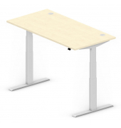 Sitz-Steh-Schreibtisch Comfort Multi M Pro, elektrisch höhenverstellbar, 64-130cm (H), 160x80cm (BxT), rechteckig, ahorn / silbe