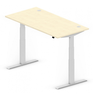 Sitz-Steh-Schreibtisch Comfort Multi M Pro, elektrisch höhenverstellbar, 64-130cm (H), 160x80cm (BxT), rechteckig, ahorn / silbe