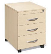 Rollcontainer 257968, ahorn, 3 Schubladen, Holz, abschlie&szlig;bar