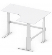 Sitz-Steh-Schreibtisch Comfort Multi M, elektrisch höhenverstellbar, 65,5-130,5cm (H), 180x140cm (BxT), L-Form, lichtgrau / silb