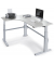 Sitz-Steh-Schreibtisch Comfort MULTI M, elektrisch h&ouml;henverstellbar, 65,5-130,5cm (H), 180x140cm (BxT), L-Form, lichtgrau / silb