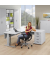 Sitz-Steh-Schreibtisch Comfort MULTI M, elektrisch h&ouml;henverstellbar, 65,5-130,5cm (H), 180x140cm (BxT), L-Form, lichtgrau / silb