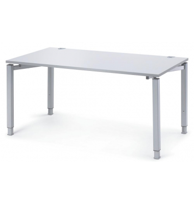 Schreibtisch CONCEPT LINE, manuell h&ouml;henverstellbar, 68-82cm (H), 160x80cm (BxT), rechteckig, lichtgrau / silber