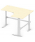 Sitz-Steh-Schreibtisch Comfort MULTI M, elektrisch h&ouml;henverstellbar, 65,5-130,5cm (H), 180x140cm (BxT), L-Form, ahorn / silber