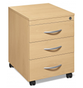 Rollcontainer 257967, buche, 3 Schubladen, Holz, abschlie&szlig;bar