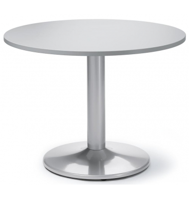 Konferenztisch MODUL, 73,5cm (H), 100x100cm (BxT), 5 Personen, rund, lichtgrau / silber