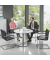 Konferenztisch MODUL, 73,5cm (H), 100x100cm (BxT), 5 Personen, rund, lichtgrau / silber
